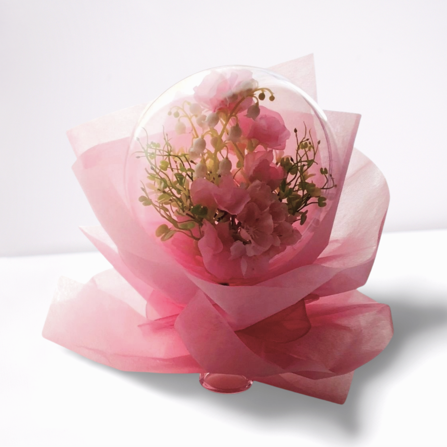 「母の日、ギフト」縮まない割れないバルーンフラワー/ピンク色スイトピー