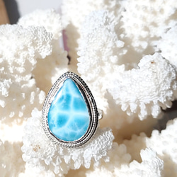 ❁Ocean blue tear larimar ring silver925 約11号❁超トップクオリティラリマー 5枚目の画像