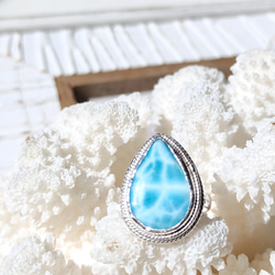 ❁Ocean blue tear larimar ring silver925 約11号❁超トップクオリティラリマー 8枚目の画像