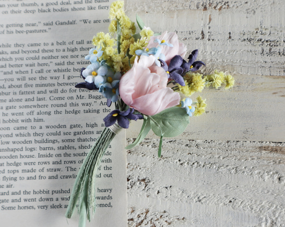 布花チューリップ花束ブローチ（アンティークピンク） ブローチ