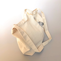 ハシビロコウの刺繍ショルダートートバッグ 6枚目の画像