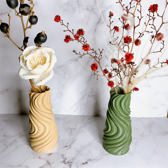 HINERI / 3D printed 花瓶 / 一輪挿し / ドライフラワー 2枚目の画像