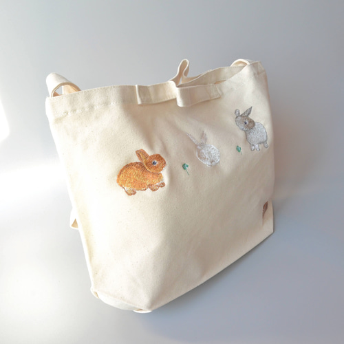 ウサギ刺繍手提げバッグ 6efe7827993fc647bbccddb7f1e43a