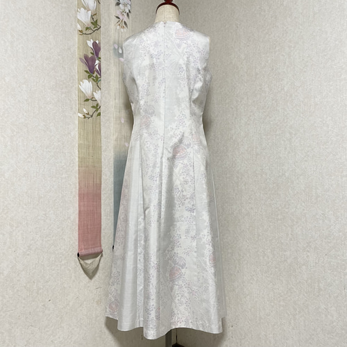 大島紬プリンセスラインワンピース 春袷 着物リメイク ワンピース