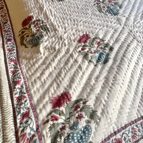 【新品】インド ブロックプリント キルト シングル 布団 マルチカバー ブロックプリントキルト マルチカバー L | TOMORROWLAND HOME