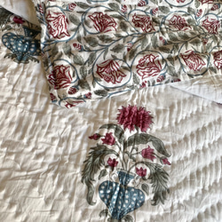 送料無料】良質インド綿 ブロックプリント ハンドキルト キルト