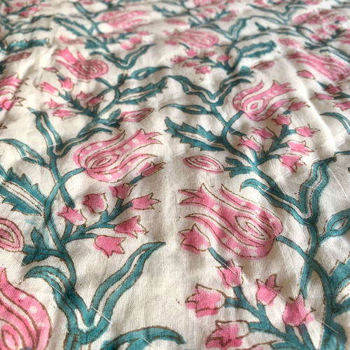 送料無料】良質インド綿 ブロックプリント ハンドキルト キルト布団