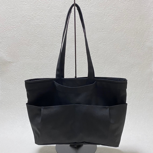 A4対応 シンプルな帆布トートバッグ《黒》 Ｌサイズ | HANPER