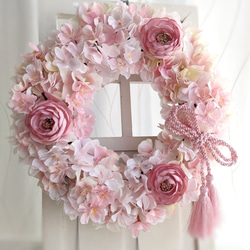 フラワーリース　アーティフィシャルフラワー　クリスマス　31cm　造花　#117 ジュエルスノーリース /アーティフィシャルフラワー/クリスマス