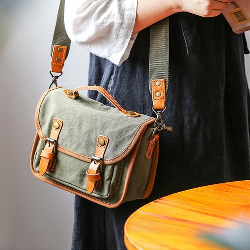 セール！ 帆布×本革 ショルダーバッグ レトロデザイン カメラバッグ 4