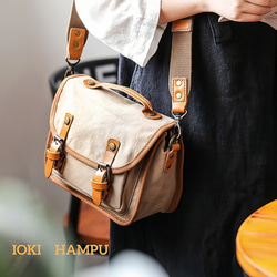 セール！ 帆布×本革 ショルダーバッグ レトロデザイン カメラ