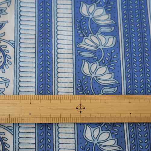 民族デザイン 綿プリント生地 1m単位【プリント生地】インド綿100% プリント【13F-047】ブルー