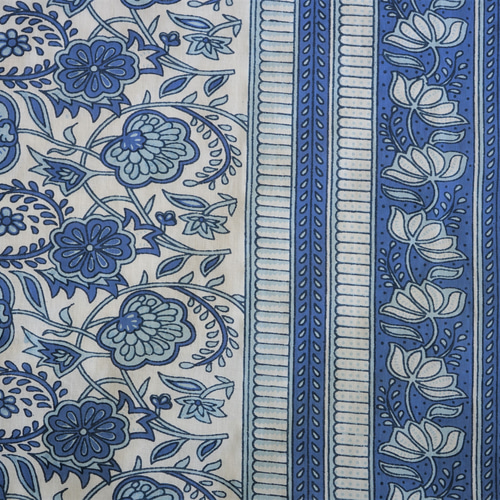 1m単位【プリント生地】インド綿100% プリント【13F-047】ブルー