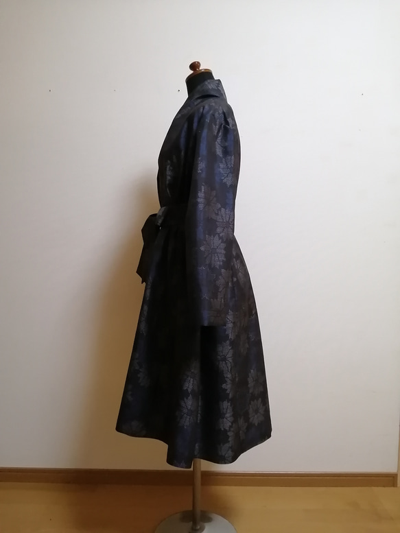 SOLD 着物リメイク フレアーコート 大島紬