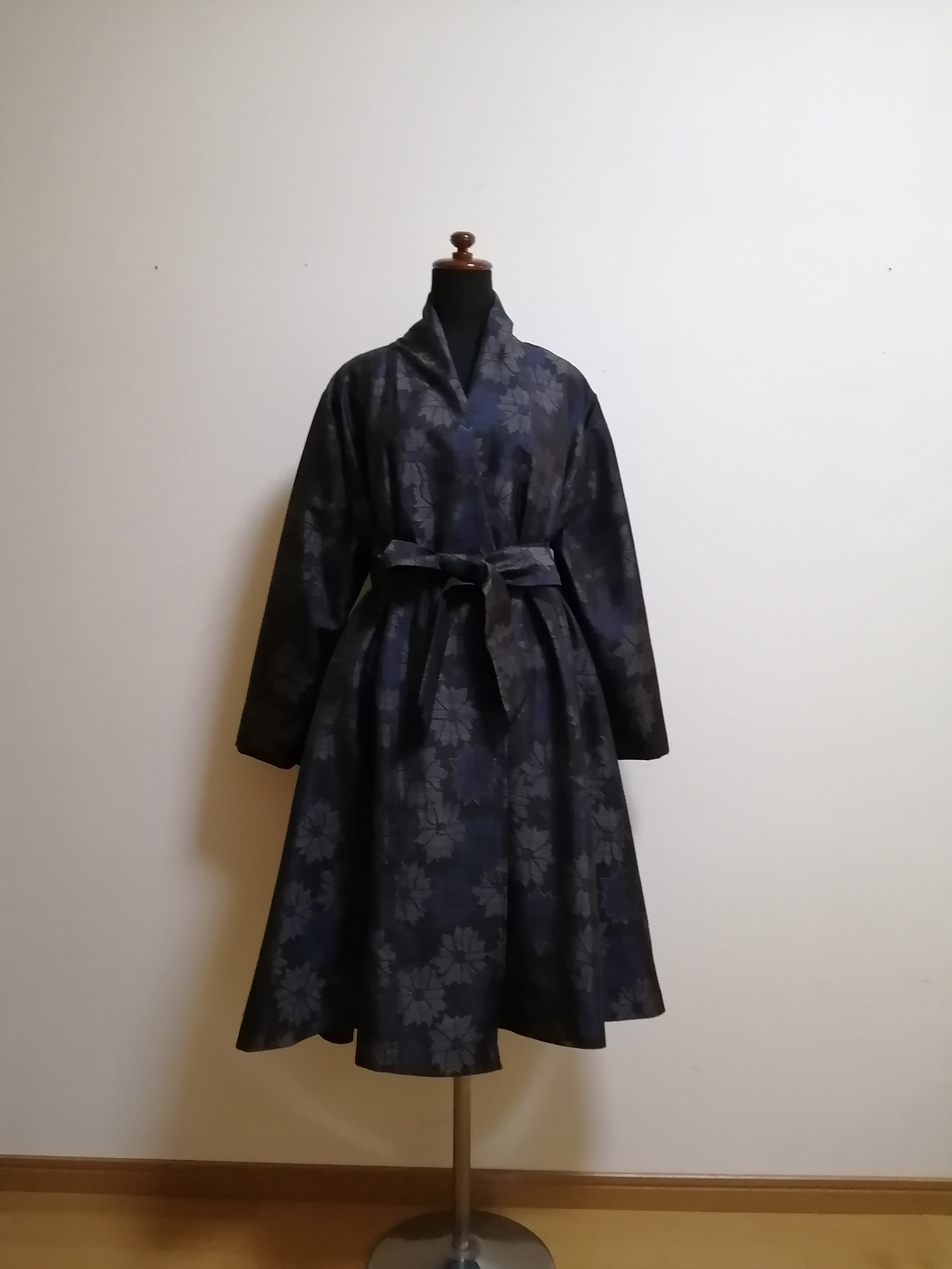 SOLD　着物リメイク　フレアーコート　大島紬