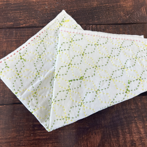 刺し子ふきん 花ふきん 七宝つなぎ 矢羽根柄 4枚セット その他キッチン