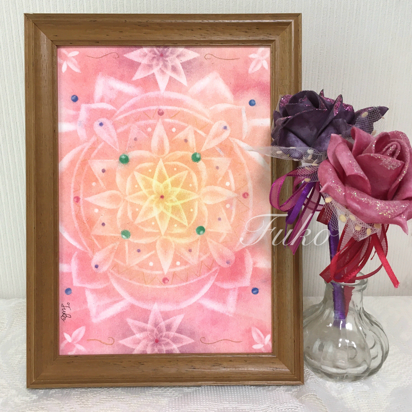 【絵画】Spirit～目覚め～《ポストカード+おまけ付》パステル画　曼荼羅アート　癒し