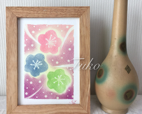 絵画】梅の香り《メッセージ/ポストカード付》パステルアート