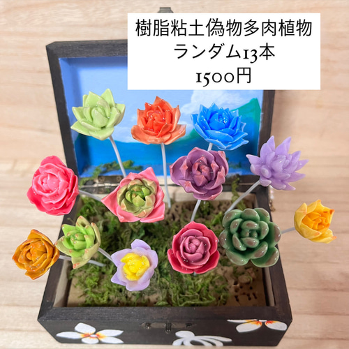 〜そのまま飾れる〜多肉植物寄せ植え(7ハンドメイド)樹脂粘土レジン