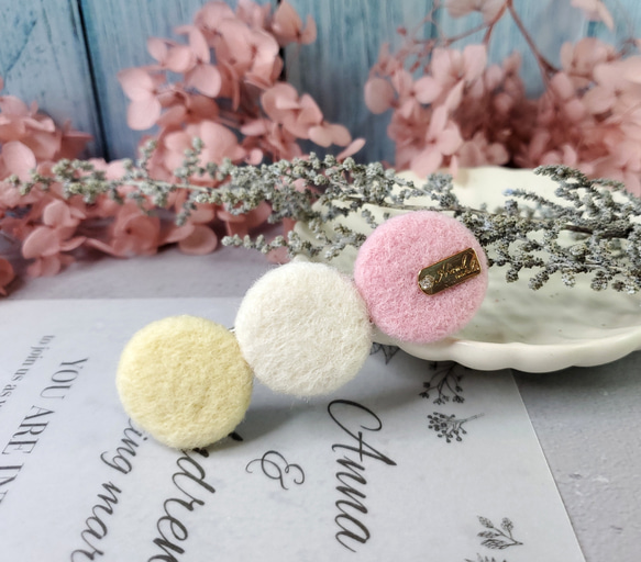 ムードポップスタイルの水玉模様ウールフェルトヘアピン 8枚目の画像