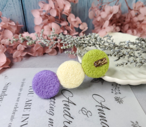 ムードポップスタイルの水玉模様ウールフェルトヘアピン 3枚目の画像