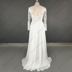 スレンダーライン Aライン レース ウェディングドレス 二次会 結婚式ドレス 547 2枚目の画像
