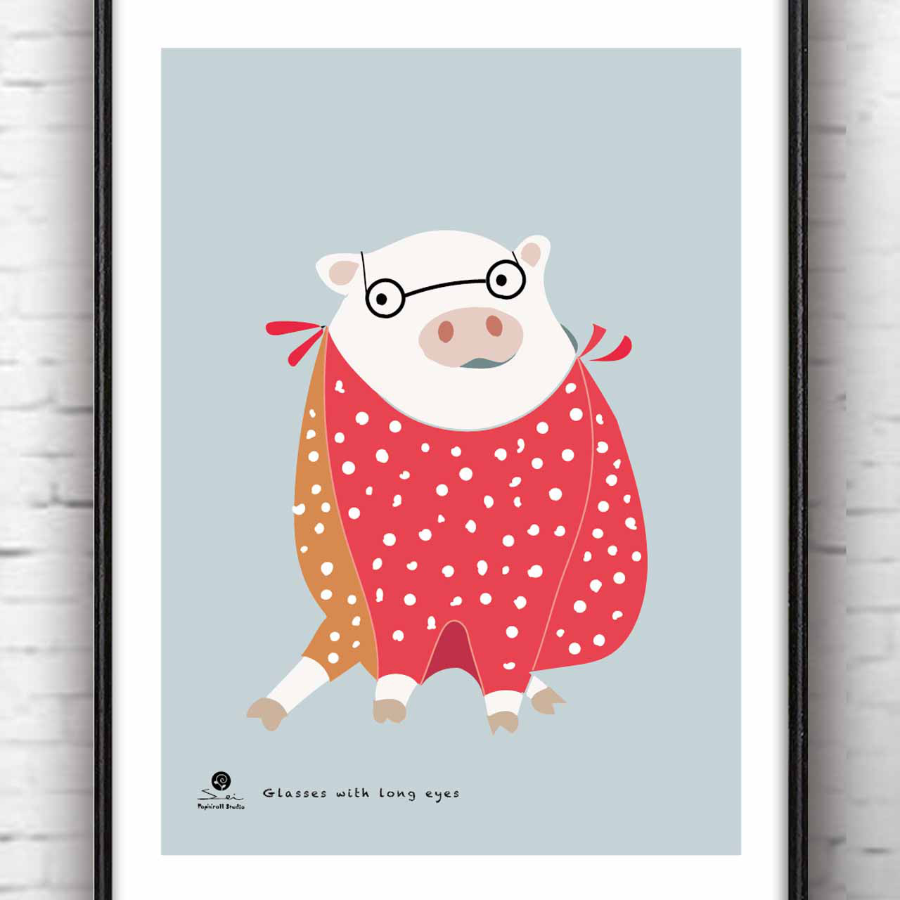 特注めがね　ブタ　送料無料　イラスト　ポスター  アートポスター　アート/sei（新着順）検索　1161 4,875円