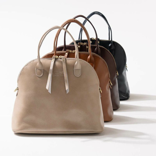 本革 2Way ショルダーバッグ ボストン 軽量 Mサイズ キャメルブラウン