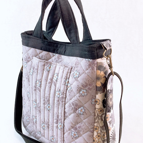 パッチワークバッグキット/変則ログキャビンの2WAYショルダーバッグ  