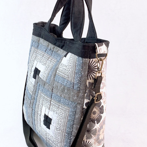 パッチワークバッグキット/変則ログキャビンの2WAYショルダーバッグ  