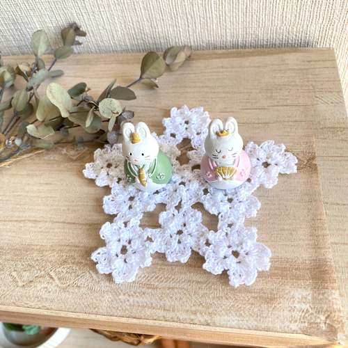手編み 白く輝く大島桜＊クロッシェレース♢手のひらサイズのさくら