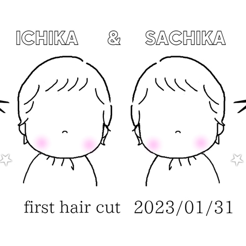 双子ちゃん】ファーストカット☆初めてのヘアカット記念【台紙のみ 