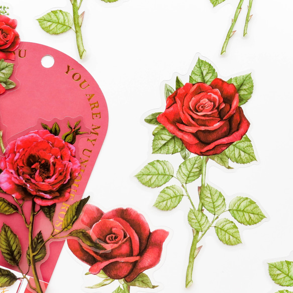 薔薇のシール　10枚　red rose　[AW572] 3枚目の画像
