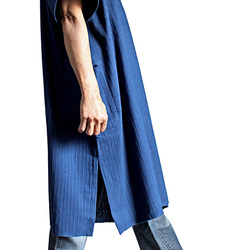Jomthong 手工編織棉質靛藍細褶布料長袍 (BFS-182-03) 第3張的照片