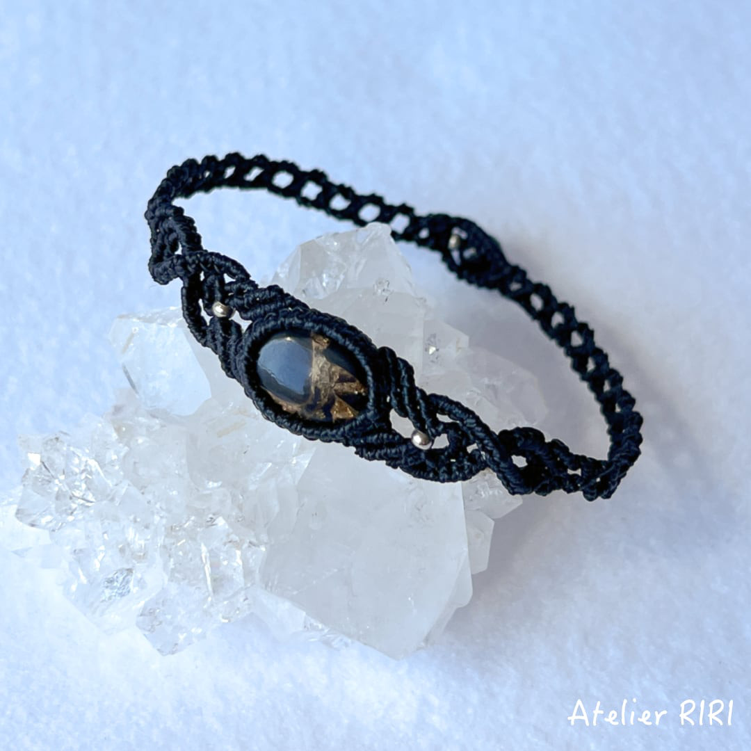 洞察力［コッパーオブシディアン］マクラメブレスレット