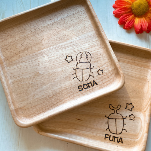 お名前入り大きなスクエアプレート♡⃜ ウッドバーニング 名入れ 木製