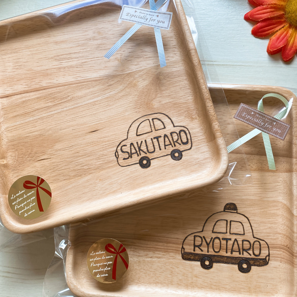 お名前入り大きなスクエアプレート♡⃜ ウッドバーニング 名入れ 木製