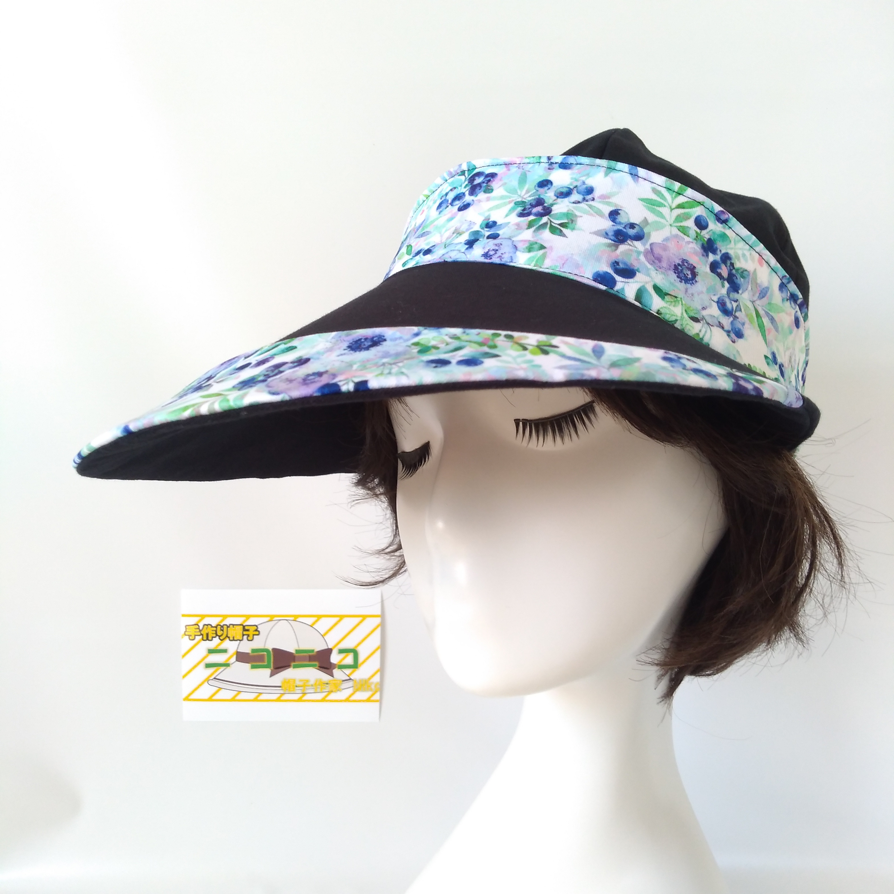 送込　調節可能　ブルーベリーのガーデニング・スポーツ帽子　日除けカバー付き　M58cm