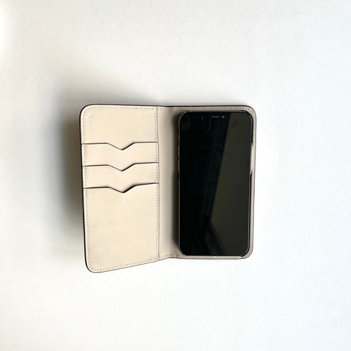 手帳型スマホケース 本革 名入れ可 カード収納 ハンドベルト付き