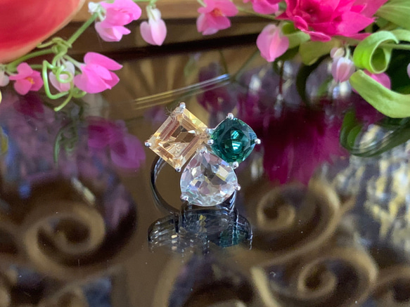 Glitter jewels　きらきら宝石バリ島リング　12号 1枚目の画像