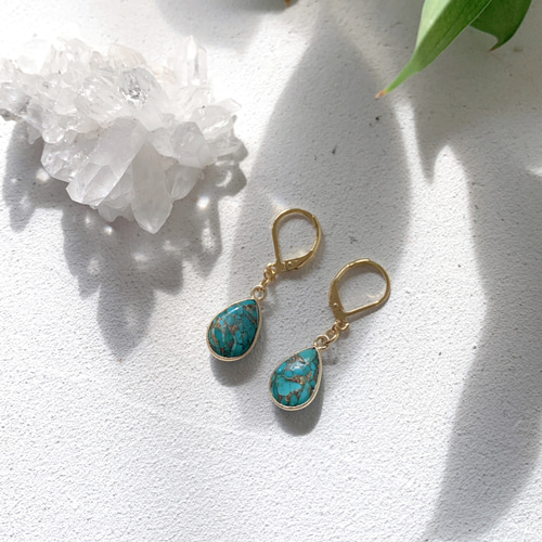 天然石 ブルーコッパーターコイズ ピアス ピアス（フック・チェーン  
