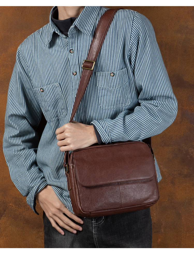 植物タンニン鞣し牛革の皮ですメッセンジャーバッグ