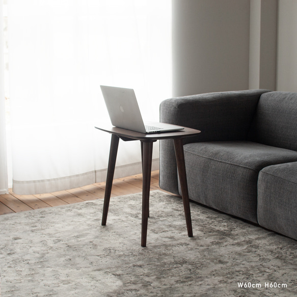 ウォルナット材のソファテーブル [60cm] 素材・高さを選べます。セミオーダー 日本製 3枚目の画像