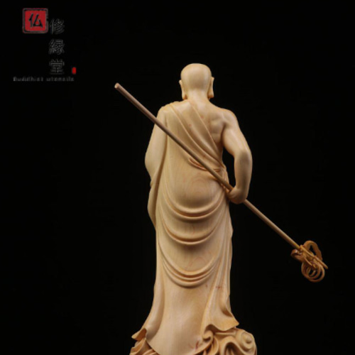 極上彫 木彫仏像 地蔵王菩薩立像 彫刻 仏教工芸 柘植材 仏師で仕上げ 木彫仏像 地蔵王菩薩立像 彫刻 仏教工芸 柘植材 仏師で仕上げ AD