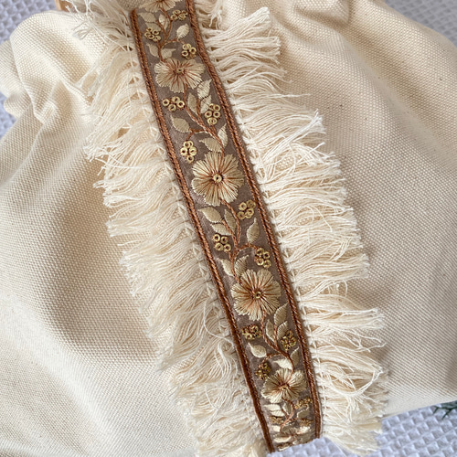 インド刺繍リボン＊フリルバック トートバッグ KY*mama 通販
