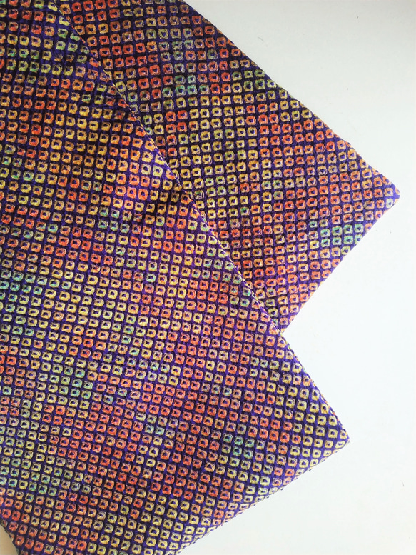 着物リメイク　ストール　総絞り　シルク　オレンジｘイエロー 2枚目の画像