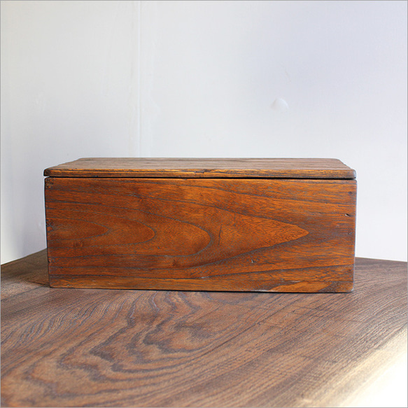 古材 小さい アンティーク 木箱 ふた付き ウッドボックス 収納ボックス 小物入れ ヴィンテージ家具 昭和レトロ 雑貨 5枚目の画像