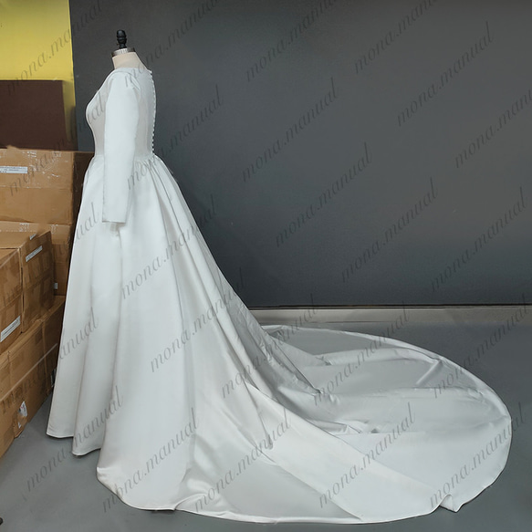 シンプル サテン ウェディングドレス 二次会 結婚式 前撮りドレス 550 4枚目の画像