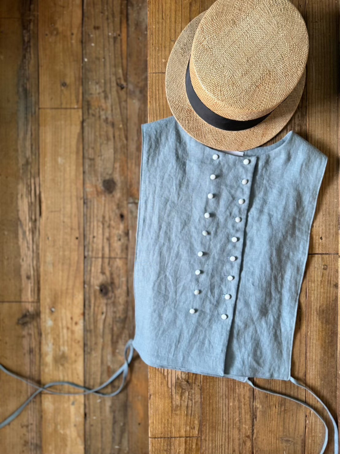 【受注生産】ダブルボタンベスト  水色