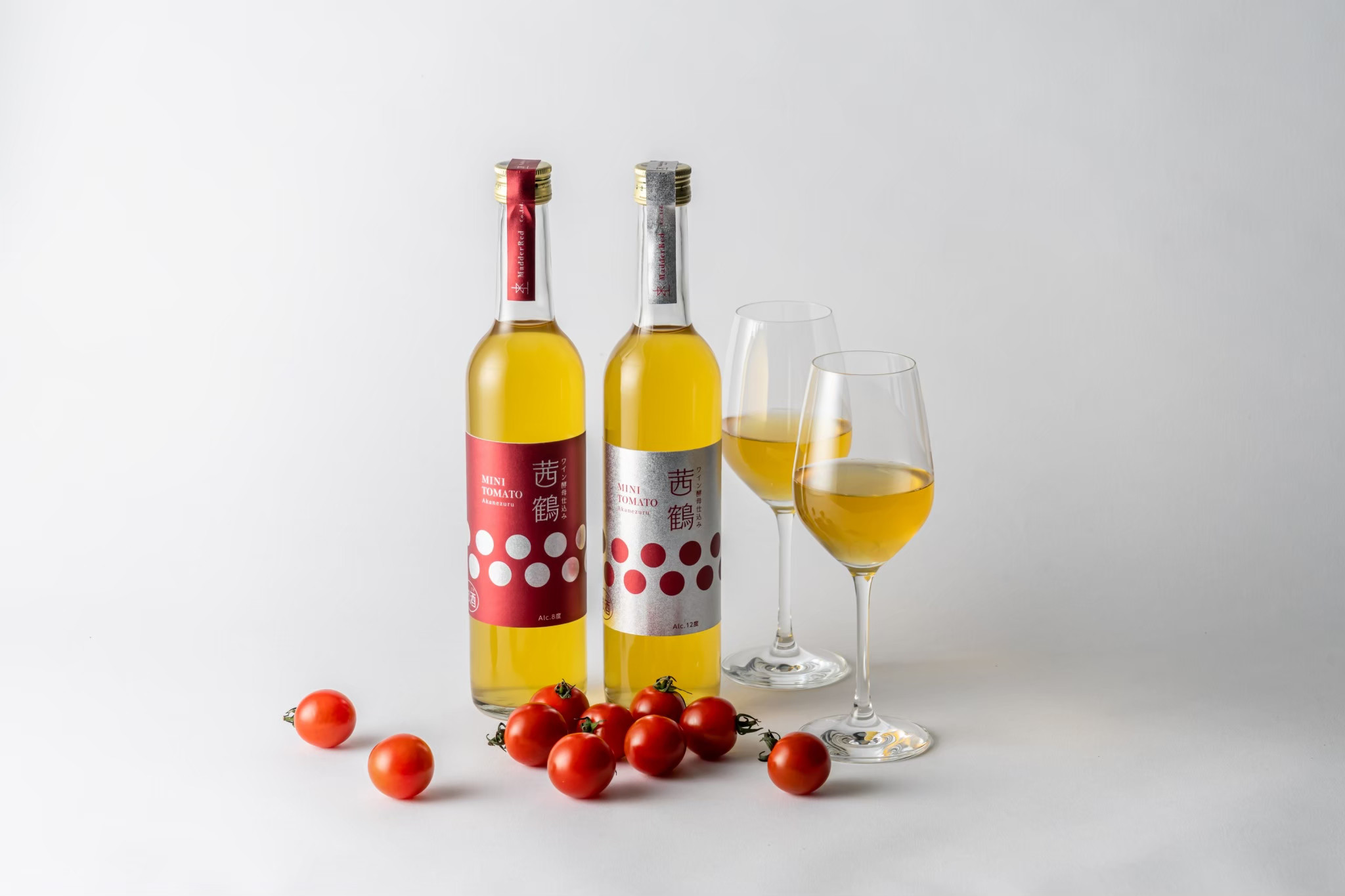 ワイン酵母仕込み茜鶴ミニトマトのお酒飲み比べ紅白セット（500ml×2本）